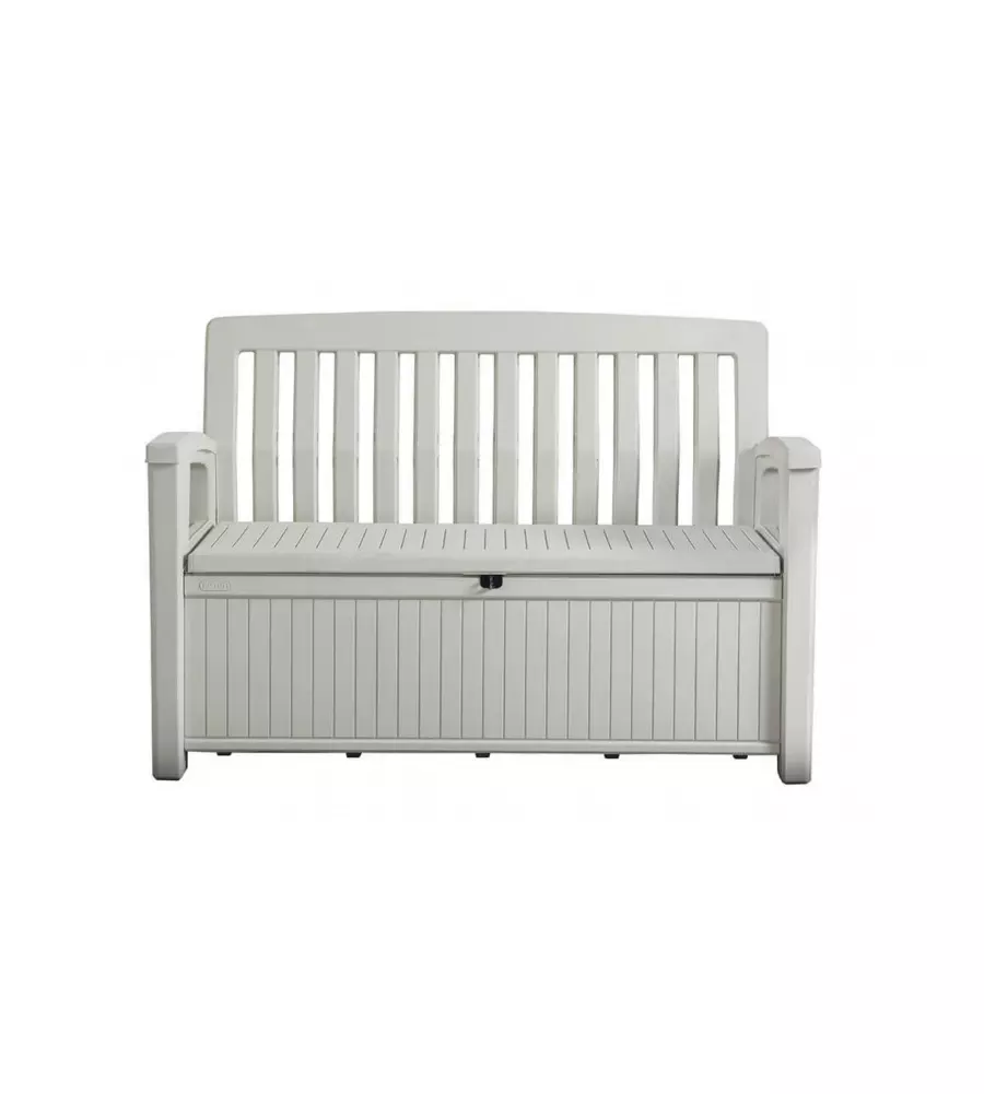 Cassapanca keter "patio storage bench" in resina bianco, 132x61,2x89 cm